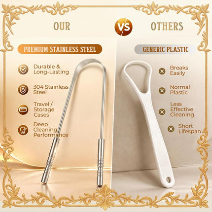 Tongue Scraper with Case Easy to Use Tongue Scraper for Adults, Tongue Cleaner for Oral Care & Hygiene (Single Pack (With Travel Case))