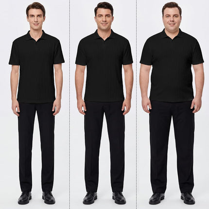 Mens Casual Polo Shirt Summer Short Sleeve Vacation Button Beach Knit Stretchy Golf Shirts