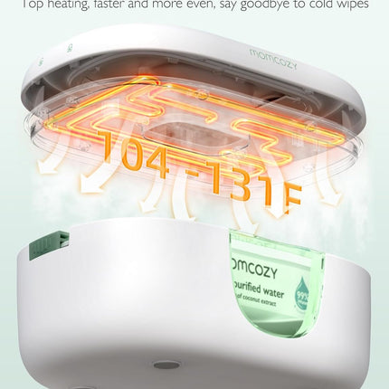 Baby Wipe Warmer, Innovative Spring Design, Large Capacity Wipes Dispenser, Fast and Even Heating, 4 Modes of Temperature Heating Control, Diaper Wipe Warmer with Night Light