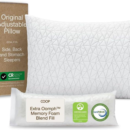 Original Adjustable Pillow, Queen Size Bed Pillows for Sleeping, Cross Cut Memory Foam Pillows - Medium Firm Back, Stomach and Side Sleeper Pillow, Certipur-Us/Greenguard Gold