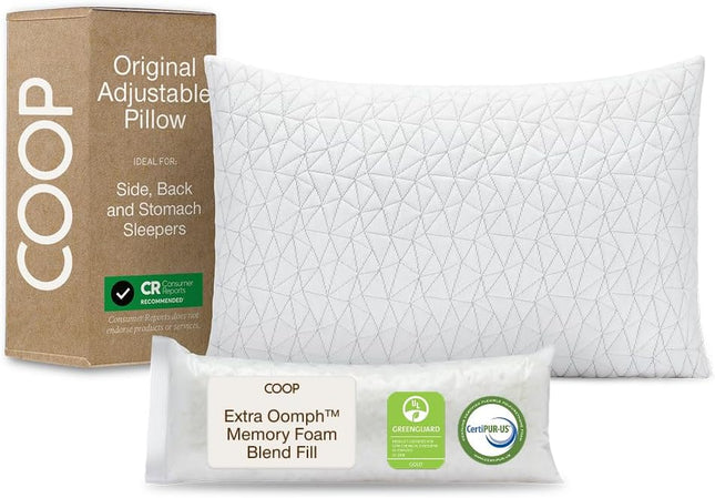 Original Adjustable Pillow, Queen Size Bed Pillows for Sleeping, Cross Cut Memory Foam Pillows - Medium Firm Back, Stomach and Side Sleeper Pillow, Certipur-Us/Greenguard Gold