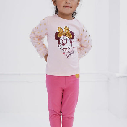 Minnie Mouse Peplum T-Shirt and Leggings Outfit Set Infant to Big Kid Sizes (18 Months - 14-16)