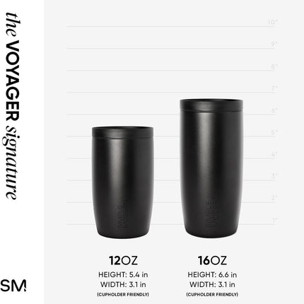 Travel Coffee Mug Tumbler with 360° Lid | Ceramic-Lined Insulated Stainless Steel Cold Brew Iced Coffee Cup | Gift for Women Men Her Him | Voyager Signature | 16Oz | Tortoise