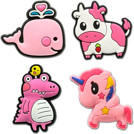 36-Piece Cute Pink Shoe Charms for Girls & Kids – Kawaii Butterfly, Heart, Unicorn, Rainbow, Animal, Fruit, Ice Cream, Lollipop & Happy Face Charms, Adorable Shoe Accessories for Clogs and Sandals, Birthday Gift & Party Favor