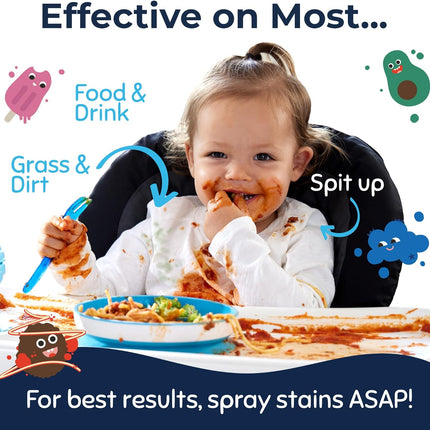 Messy Eater Stain Treater Spray - 4Oz Stain Remover - Newborn & Baby Essentials - No Dry Cleaning Food, Grease, Coffee off Laundry, Underwear, Fabric