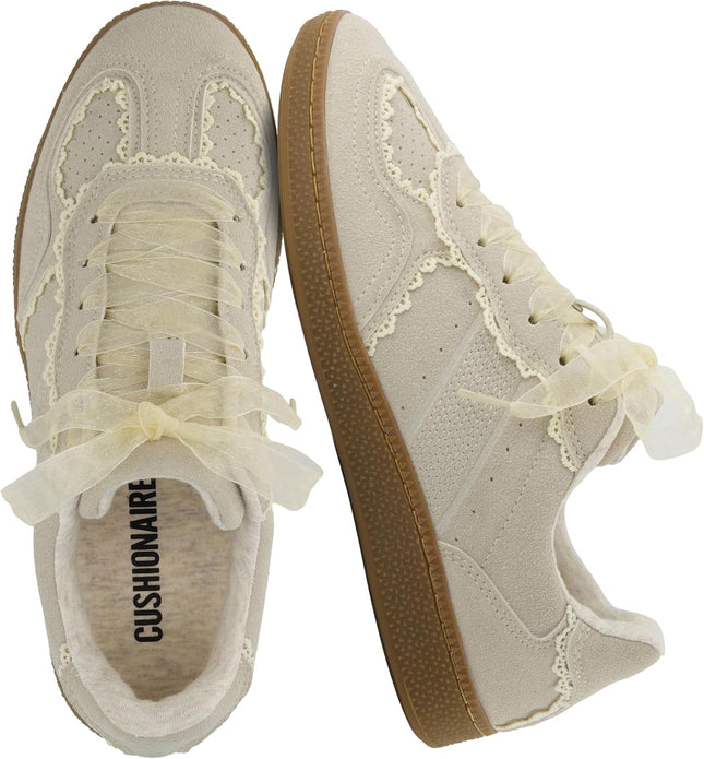 CUSHIONAIRE Belinda Women's Sneakers – Lace-Up Casual Shoes with Contrast Detail