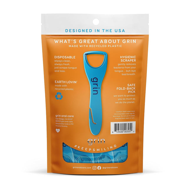 Tongue Cleaner, 32 Count, Disposable Tongue Cleaner, Hygienic Scraper, Recycled Plastic, Clean Tongue, Promote Fresh Breath, Includes Safe Fold- Back Tooth Pick