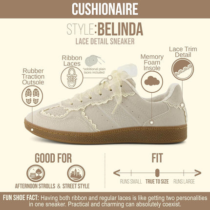 CUSHIONAIRE Belinda Women's Sneakers – Lace-Up Casual Shoes with Contrast Detail
