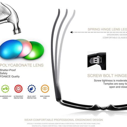 Sunglasses Men Polarized Sunglasses for Mens and Womens,Black Retro Sun Glasses Driving Fishing UV Protection