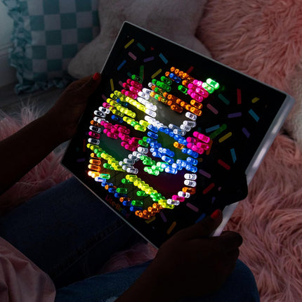 Lite-Brite Classic Light-Up Art Toy – 206 Colorful Pegs, 6 Design Templates & 4 Light Modes, Ages 4+