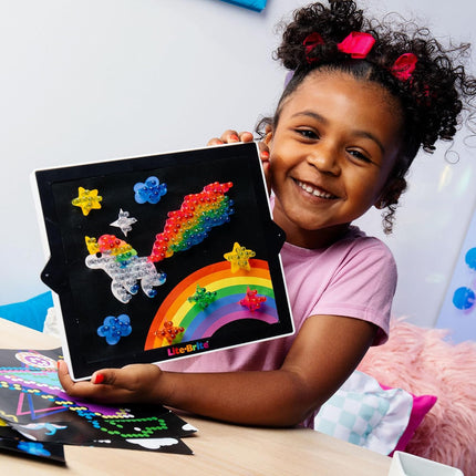 Lite-Brite Classic Light-Up Art Toy – 206 Colorful Pegs, 6 Design Templates & 4 Light Modes, Ages 4+