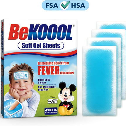 BeKOOOL Kids Cooling Gel Sheets – Non-Medicated Cooling Patches for Fever Discomfort