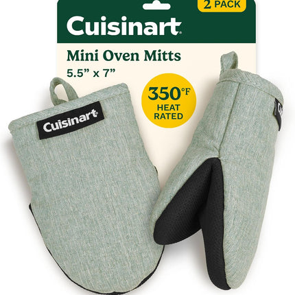 2-Pack Mini Oven Mitts, Heat-Resistant Cotton-Lined Oven Gloves with Non-Slip Neoprene Grip for Baking & Cooking