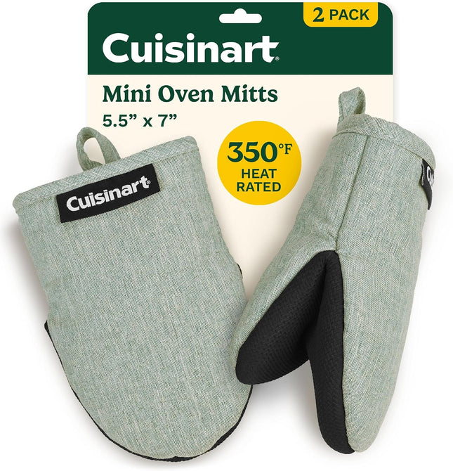 2-Pack Mini Oven Mitts, Heat-Resistant Cotton-Lined Oven Gloves with Non-Slip Neoprene Grip for Baking & Cooking