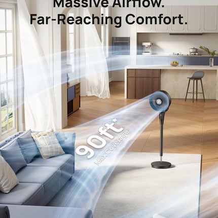 DREO Oscillating Standing Fan – Adjustable Pedestal Air Circulator with Remote Control