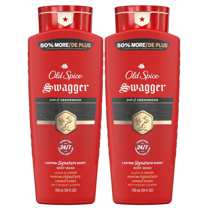 Old Spice Swagger Body Wash for Men – Cedarwood Scent 3X Defense Shower Gel 2-Pack