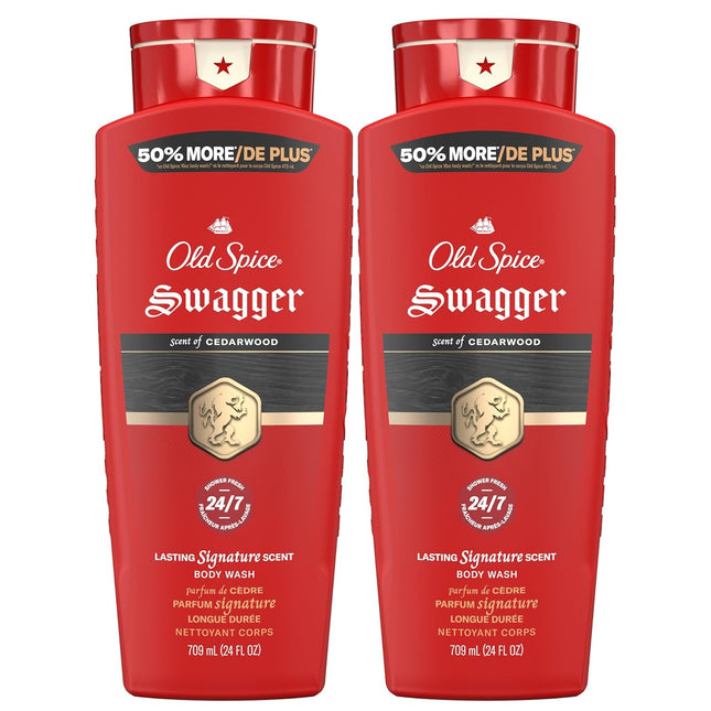 Old Spice Swagger Body Wash for Men – Cedarwood Scent 3X Defense Shower Gel 2-Pack
