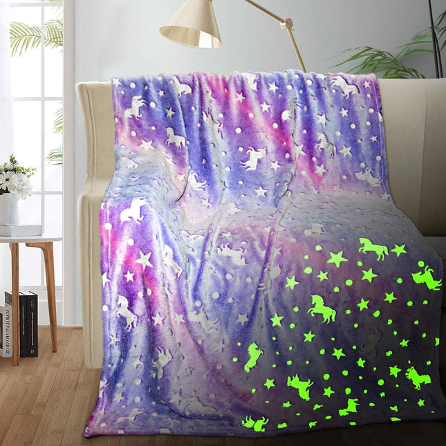 Glow in the Dark Unicorn Blanket – Soft Fleece Throw Blanket for Girls & Kids, Cozy Unicorn Gift for Toddlers & Children Ages 3–12, 40 x 60 Inches
