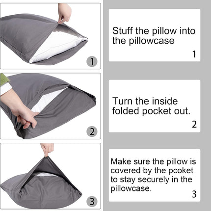 NTBAY Queen Microfiber Pillowcases Set of 4 – Soft Brushed Microfiber Pillow Covers with Envelope Closure, Wrinkle & Fade Resistant Bedding, Dark Grey, 20 x 30 Inches