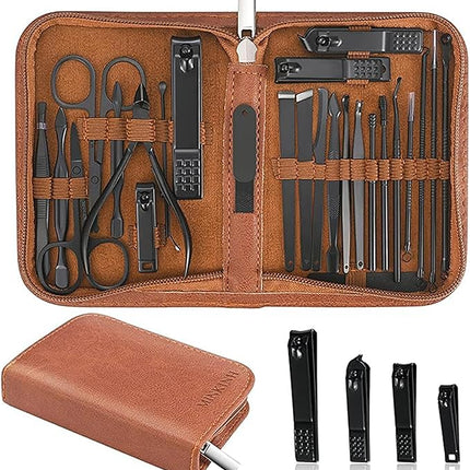 Professional 26-Piece Stainless Steel Manicure Set with Luxurious Travel Case - Ultimate Nail Care Kit