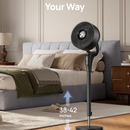 DREO Oscillating Standing Fan – Adjustable Pedestal Air Circulator with Remote Control