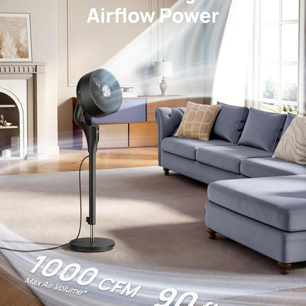 DREO Oscillating Standing Fan – Adjustable Pedestal Air Circulator with Remote Control