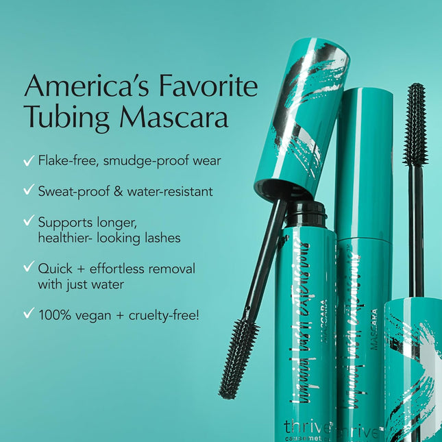 Thrive Causemetics Thrive Liquid Lash Extensions Tubing Mascara – Lengthening, Volumizing & Curling Mascara, Smudge-Proof, Washable, No Clumping or Flaking, Vegan, Brynn Rich Black