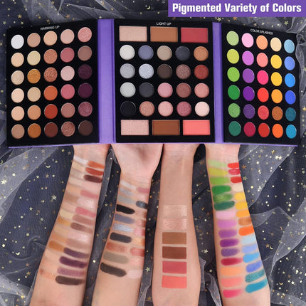 UCANBE 86-Color Eyeshadow Palette Makeup Set – 15-Piece Brush Kit with Highly Pigmented Matte, Shimmer & Glitter Eyeshadows, Highlighter, Contour & Blush Powders, Beauty Gift Set