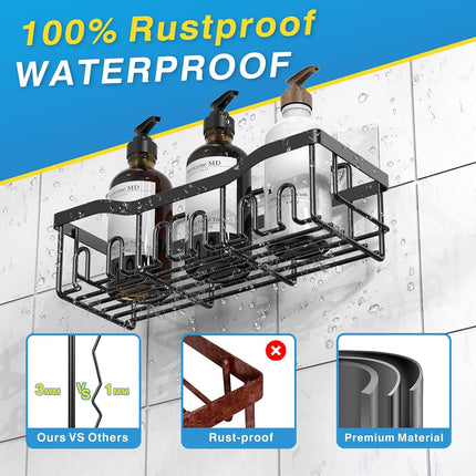 EUDELE Adhesive Shower Caddy, 5 Pack Rustproof Stainless Steel Bathroom Organizers, Large Capacity No-Drill Shower Shelves for Bathroom Storage & Home Organization