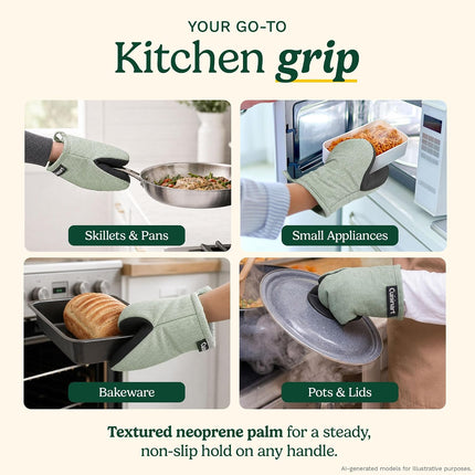 2-Pack Mini Oven Mitts, Heat-Resistant Cotton-Lined Oven Gloves with Non-Slip Neoprene Grip for Baking & Cooking
