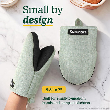 2-Pack Mini Oven Mitts, Heat-Resistant Cotton-Lined Oven Gloves with Non-Slip Neoprene Grip for Baking & Cooking