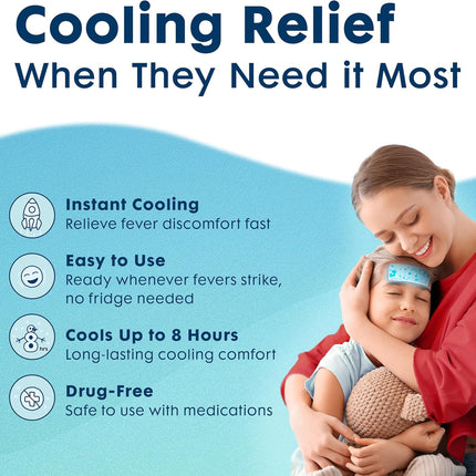 BeKOOOL Kids Cooling Gel Sheets – Non-Medicated Cooling Patches for Fever Discomfort