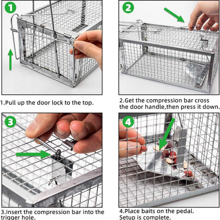 Kensizer Humane Live Animal Cage Trap – Medium, 12 x 6.5 x 5 Inches
