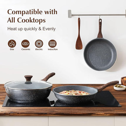 SENSARTE Nonstick Frying Pan – 9.5-Inch Swiss Granite-Coated Omelet Skillet