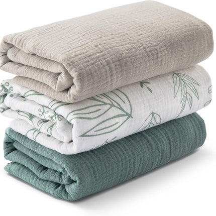 3-Pack Muslin Swaddle Blankets for Newborns – Soft Breathable Receiving Blankets, Large 38 x 40 Inch Baby Swaddle Wraps, Burp Cloths & Infant Essentials, Bright Colors