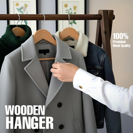 Utopia Home Wooden Hangers, 30 Pack Slim Suit Hangers with 360° Rotatable Hooks, Natural Wood Clothes Hangers with Shoulder Grooves for Suits, Coats, Jackets, Shirts & Closet Organization