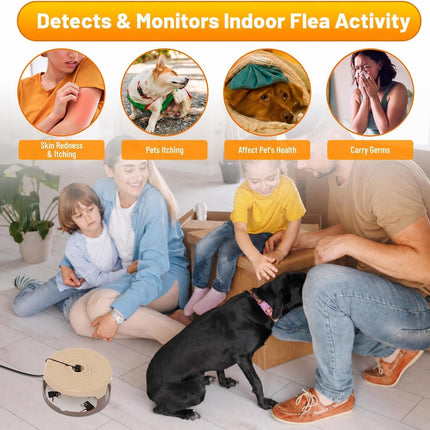 2 Pack Flea Traps for inside Your Home, Indoor Flea Light Trap with 8 Sticky Pads & 4 Replacement Bulbs, Indoor Flea Trap Sticky Insect Catcher for Fleas, Moths & Gnats