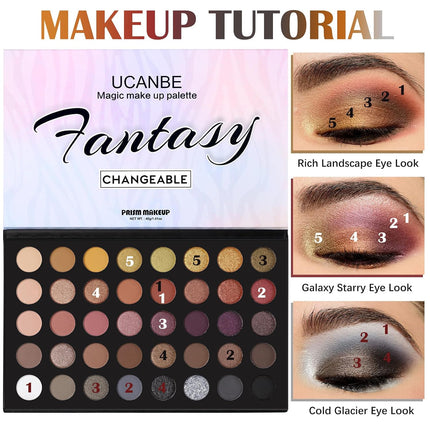 UCANBE 40-Color Eyeshadow Palette – Matte, Shimmer & Metallic Eye Makeup, Colorful & Neutral Variations