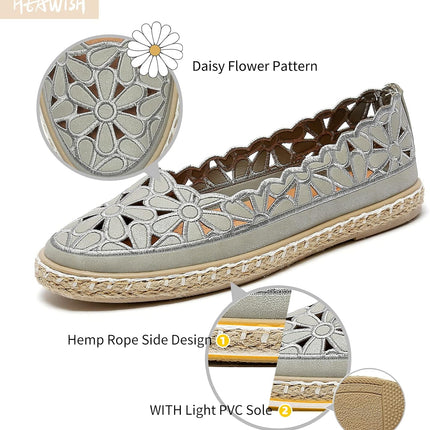 HEAWISH Women’s Daisy Ballet Flats – Round Toe Slip-On Casual Walking Shoes