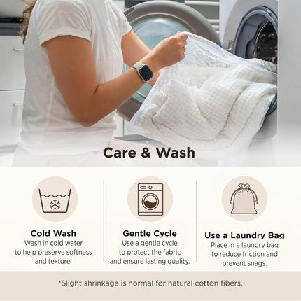 Bedsure 100% Cotton Waffle Weave Blanket Queen Size – Soft Breathable Cooling Summer Blanket, Thick Cozy Bed Blanket for All Seasons, White, 90 x 90 Inches