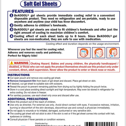 BeKOOOL Kids Cooling Gel Sheets – Non-Medicated Cooling Patches for Fever Discomfort