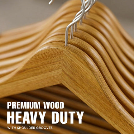 Utopia Home Wooden Hangers, 30 Pack Slim Suit Hangers with 360° Rotatable Hooks, Natural Wood Clothes Hangers with Shoulder Grooves for Suits, Coats, Jackets, Shirts & Closet Organization