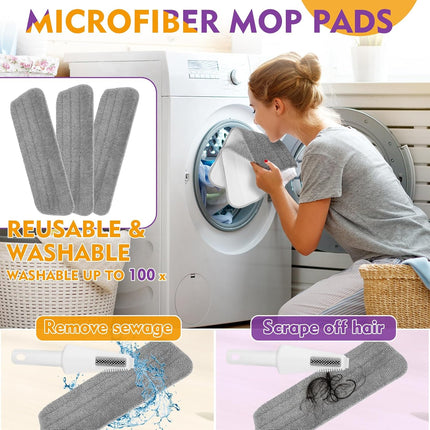 Spray Mop for Hardwood & Tile Floors, Wet Dry Floor Mop with 800 mL Refillable Spray Bottle, 3 Washable Microfiber Pads, Reusable Dust Mop for Wood, Laminate, Vinyl & Home Cleaning