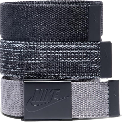 Nike Men's 3-Pack Adjustable Web Belts – Casual Canvas Belt Set