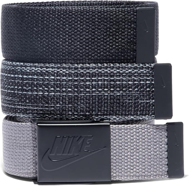 Nike Men's 3-Pack Adjustable Web Belts – Casual Canvas Belt Set