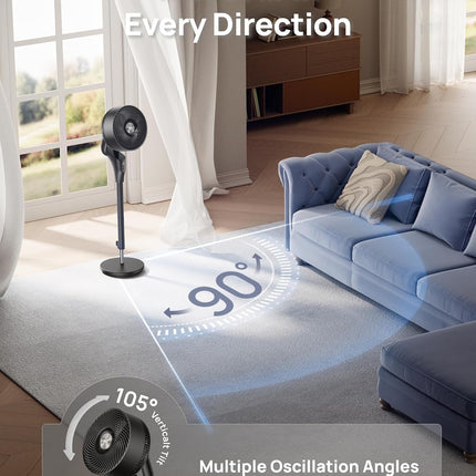 DREO Oscillating Standing Fan – Adjustable Pedestal Air Circulator with Remote Control