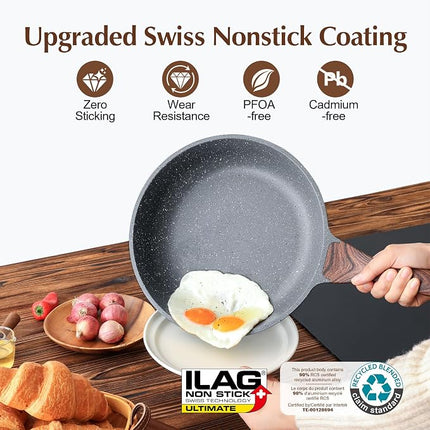 SENSARTE Nonstick Frying Pan – 9.5-Inch Swiss Granite-Coated Omelet Skillet