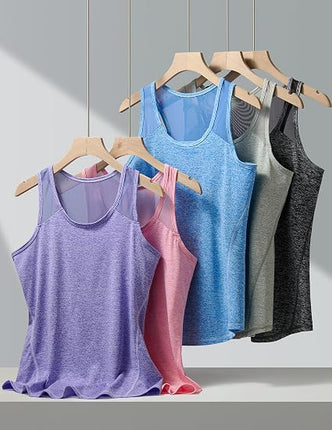 Women's 5-Pack Workout Tank Tops – Athletic Racerback Mesh Sleeveless Shirts for Yoga, Gym, Running & Fitness
