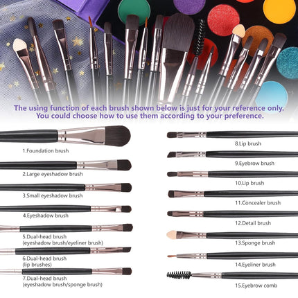 UCANBE 86-Color Eyeshadow Palette Makeup Set – 15-Piece Brush Kit with Highly Pigmented Matte, Shimmer & Glitter Eyeshadows, Highlighter, Contour & Blush Powders, Beauty Gift Set