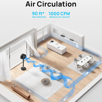 DREO Oscillating Standing Fan – Adjustable Pedestal Air Circulator with Remote Control